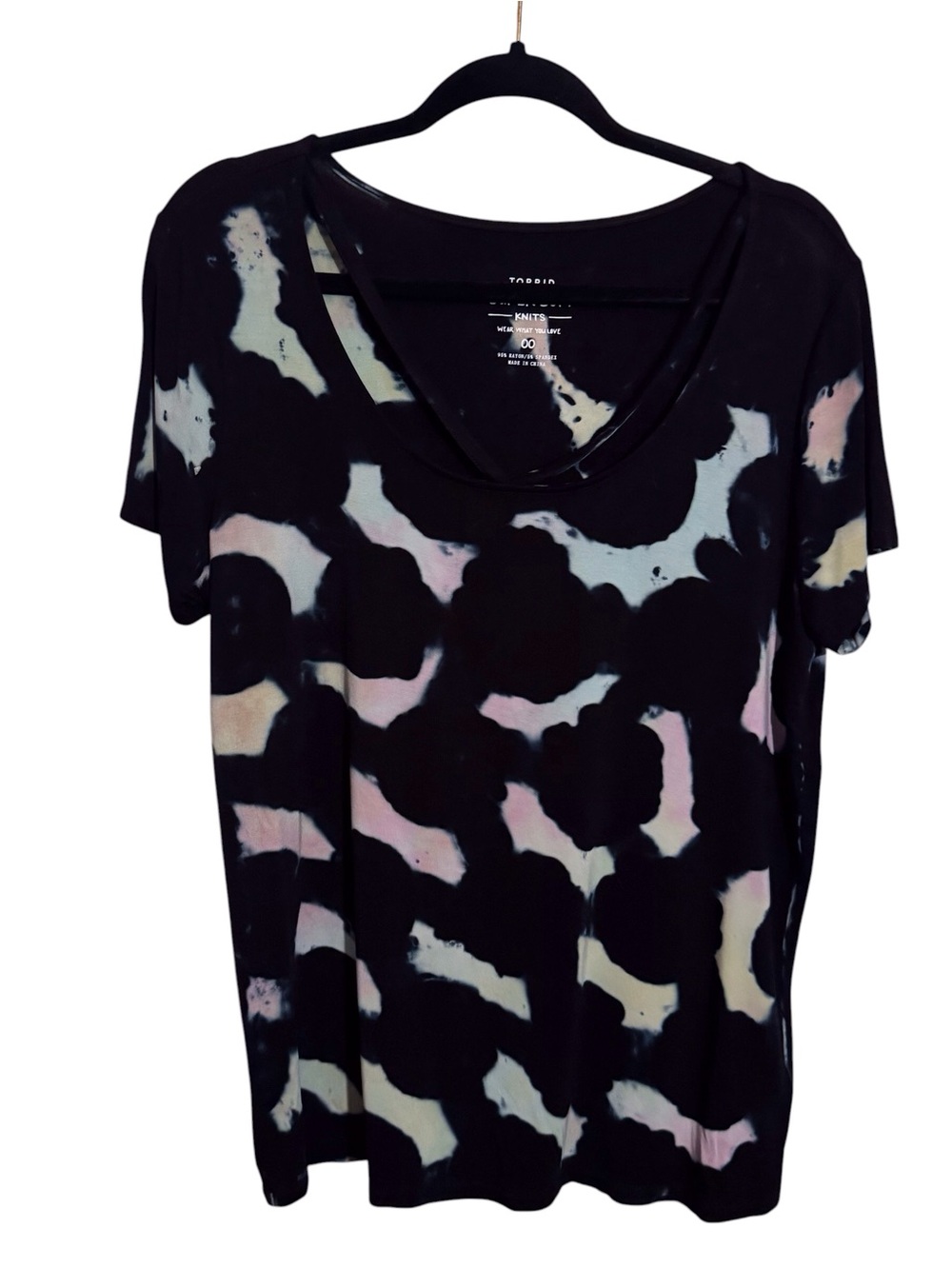Torrid Medium Large Tie Dye Super Soft Knit Top Casual Lounge Stretch Scoop Neck